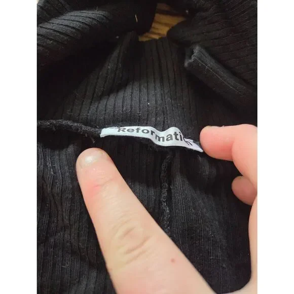 REFORMATION Jem Black Keyhole Long Sleeve Bodysuit Size L - Picture 2 of 6